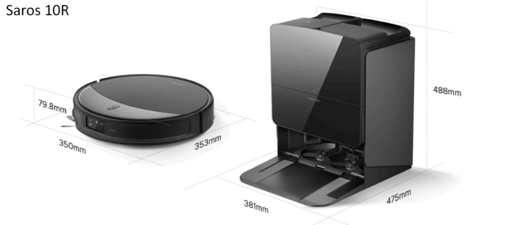 Roborock Saros 10R dimensiuni